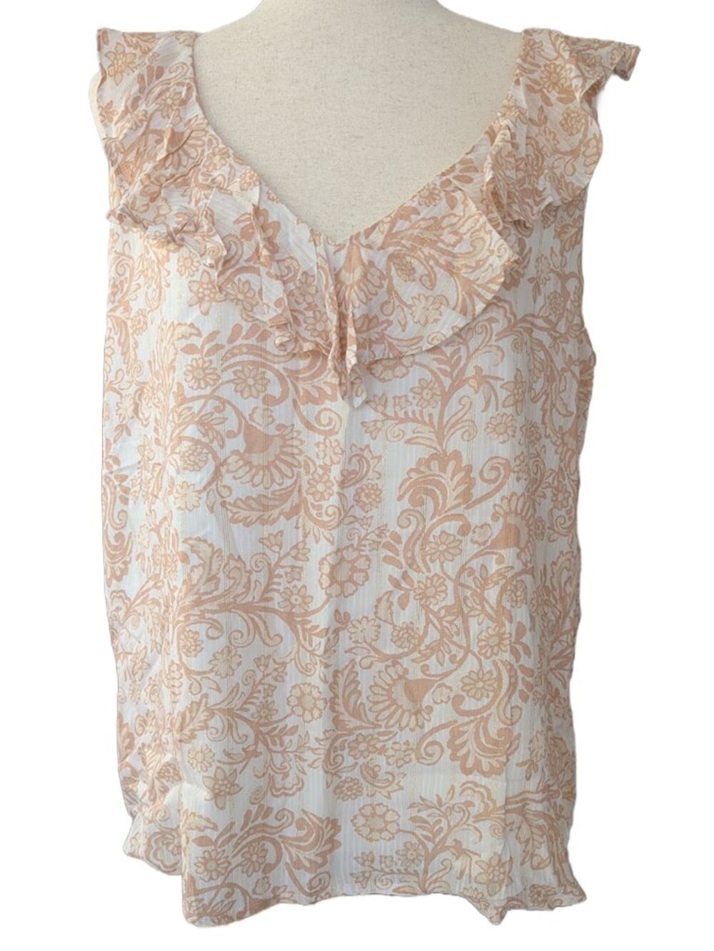 NWT LOFT Shimmer Ruffle V-Neck Shell - Picture 4 of 15